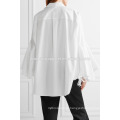 Wide Bell Cuffs Oversized Cotton-poplin Shirt Manufacture Wholesale Fashion Women Apparel (TA4083B)